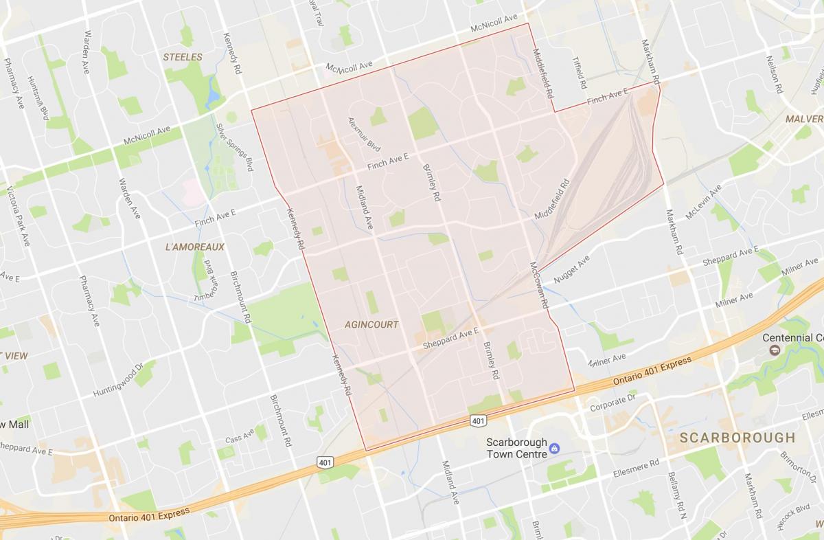 Karte von Agincourt Nachbarschaft Toronto