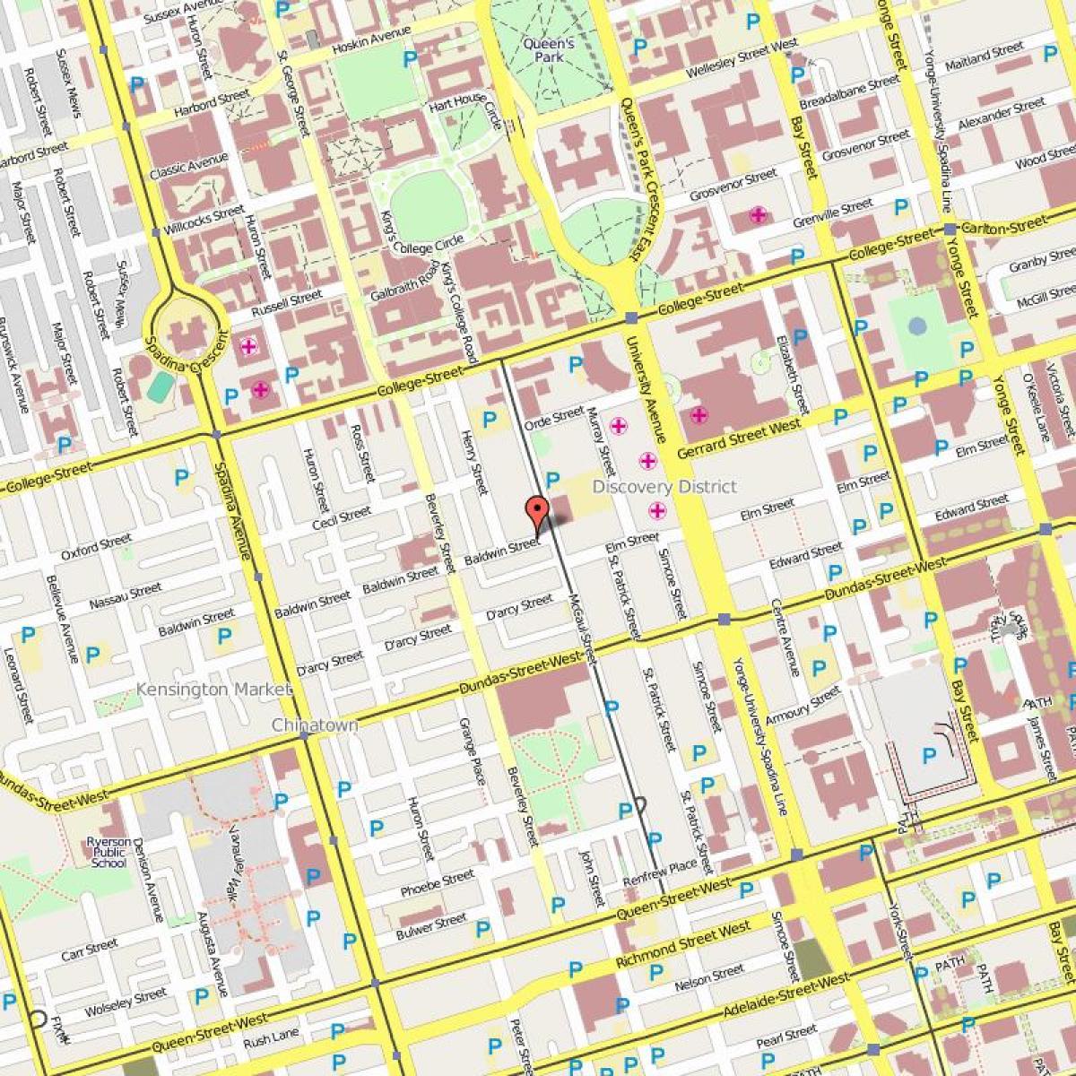 Karte von Baldwin Village, Toronto