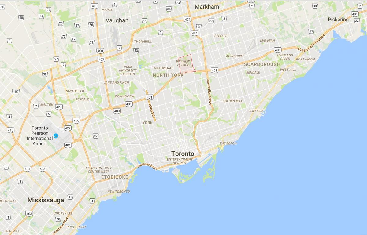 Karte Bayview Village district Toronto