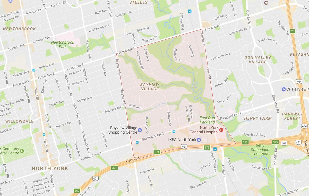 Karte Bayview Village Nachbarschaft von Toronto