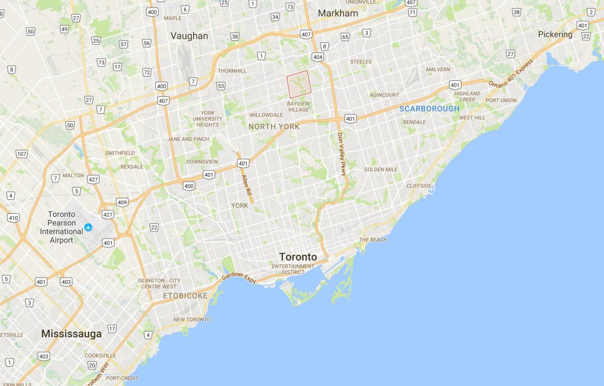 Karte Bayview Wald – Steeles district Toronto