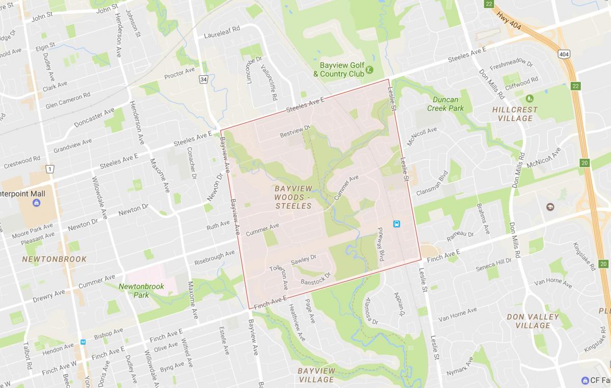 Karte Bayview Wald – Steeles Nachbarschaft Toronto