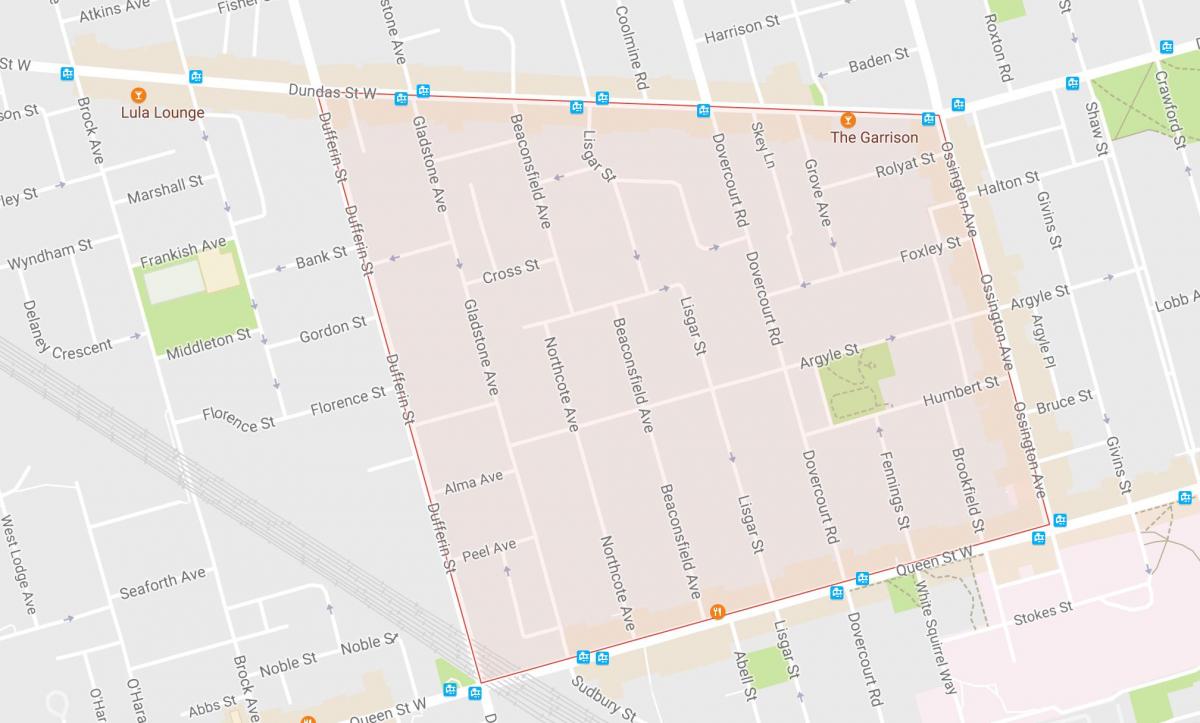 Karte von Beaconsfield Village Nachbarschaft von Toronto