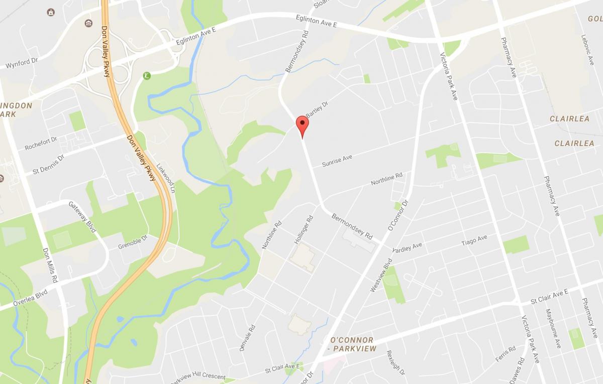 Karte von Bermondsey Nachbarschaft Toronto