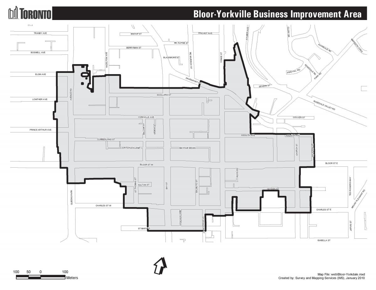Karte von Bloor Yorkville Toronto boudary