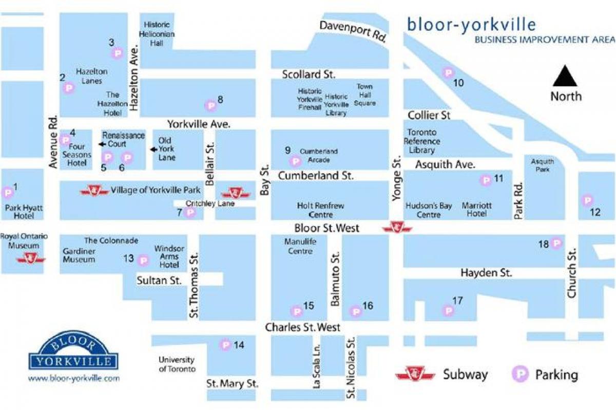 Karte von Bloor Yorkville U-Bahn