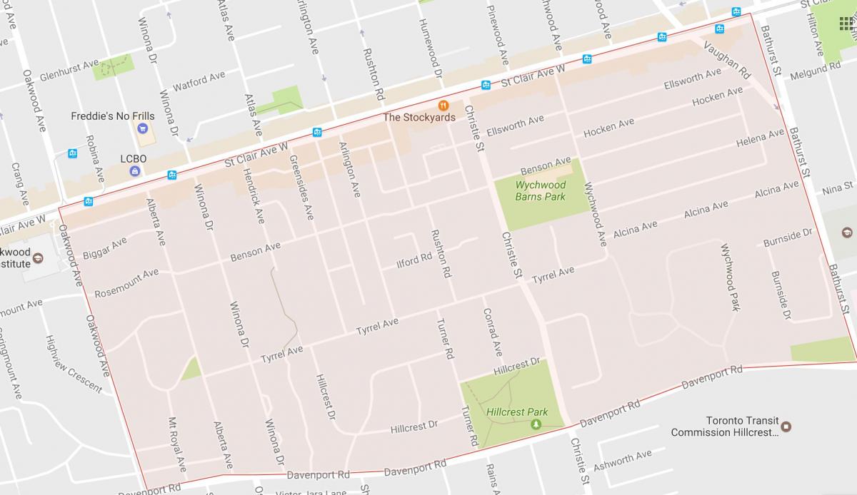 Karte von Bracondale Hill Viertel von Toronto
