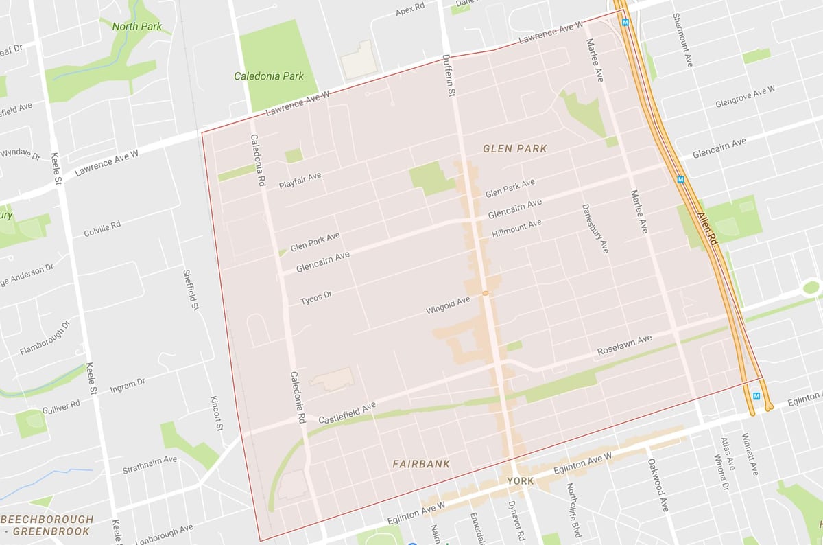Karte von Briar Hill–Belgravia Viertel von Toronto