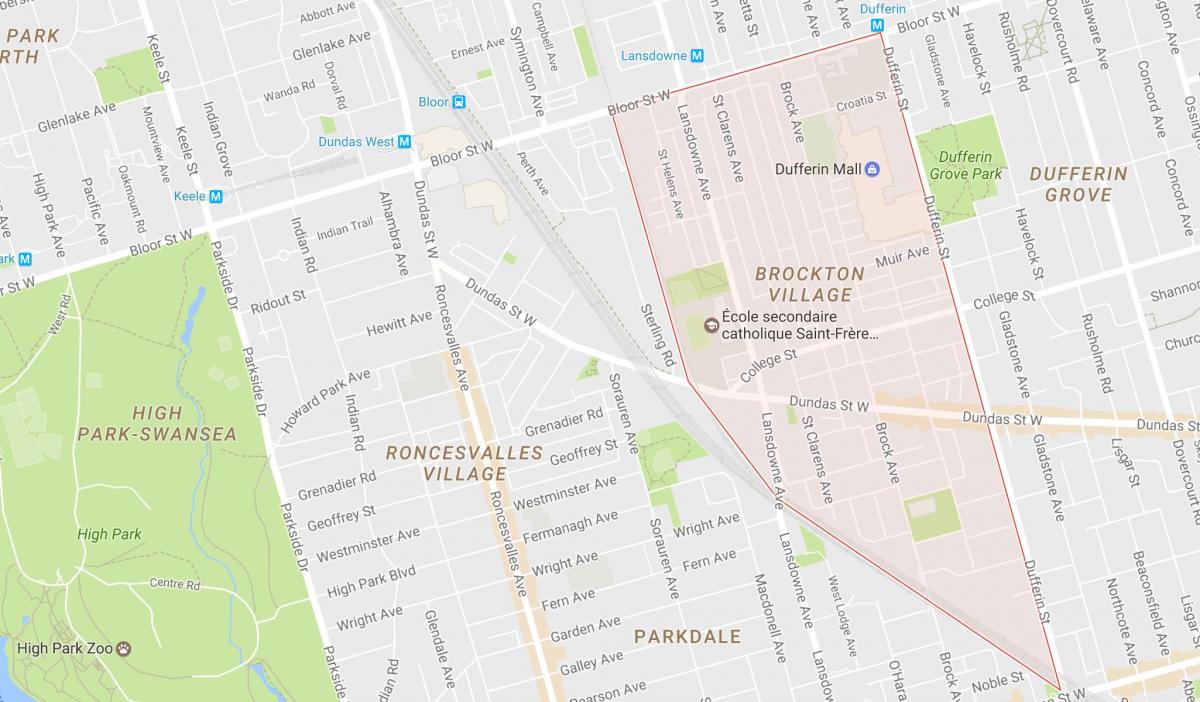 Karte von Brockton Village Nachbarschaft von Toronto