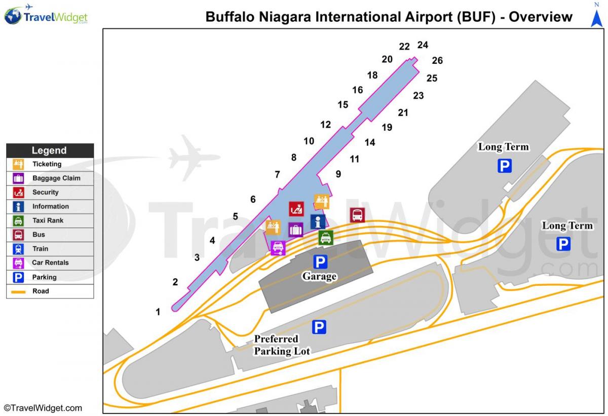 Karte von Buffalo Niagara airport