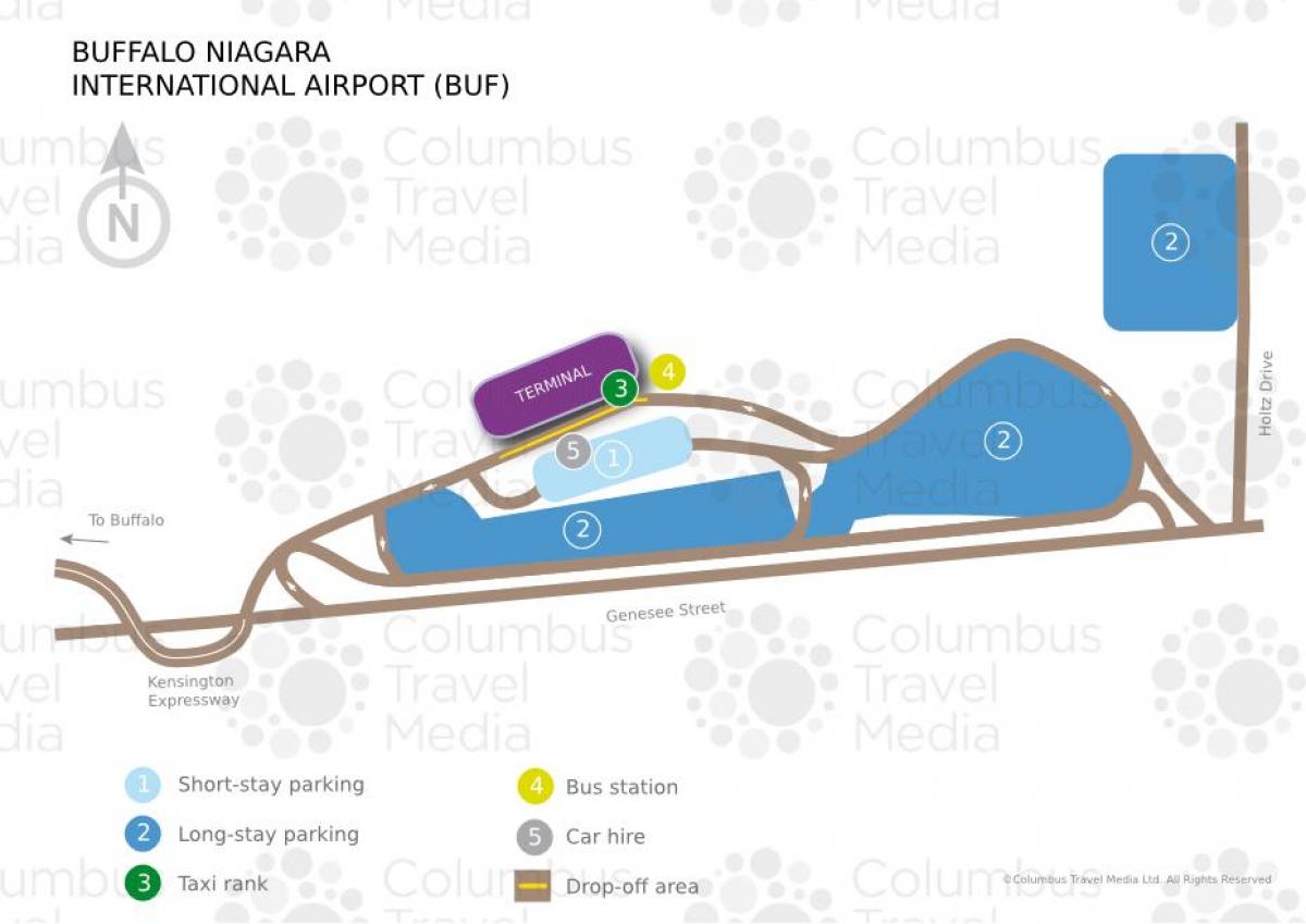 Karte von Buffalo Niagara internationaler Flughafen