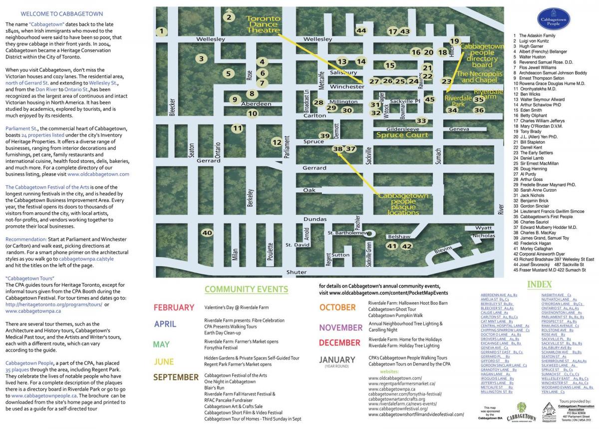 Karte von Cabbagetown Ereignisse Toronto