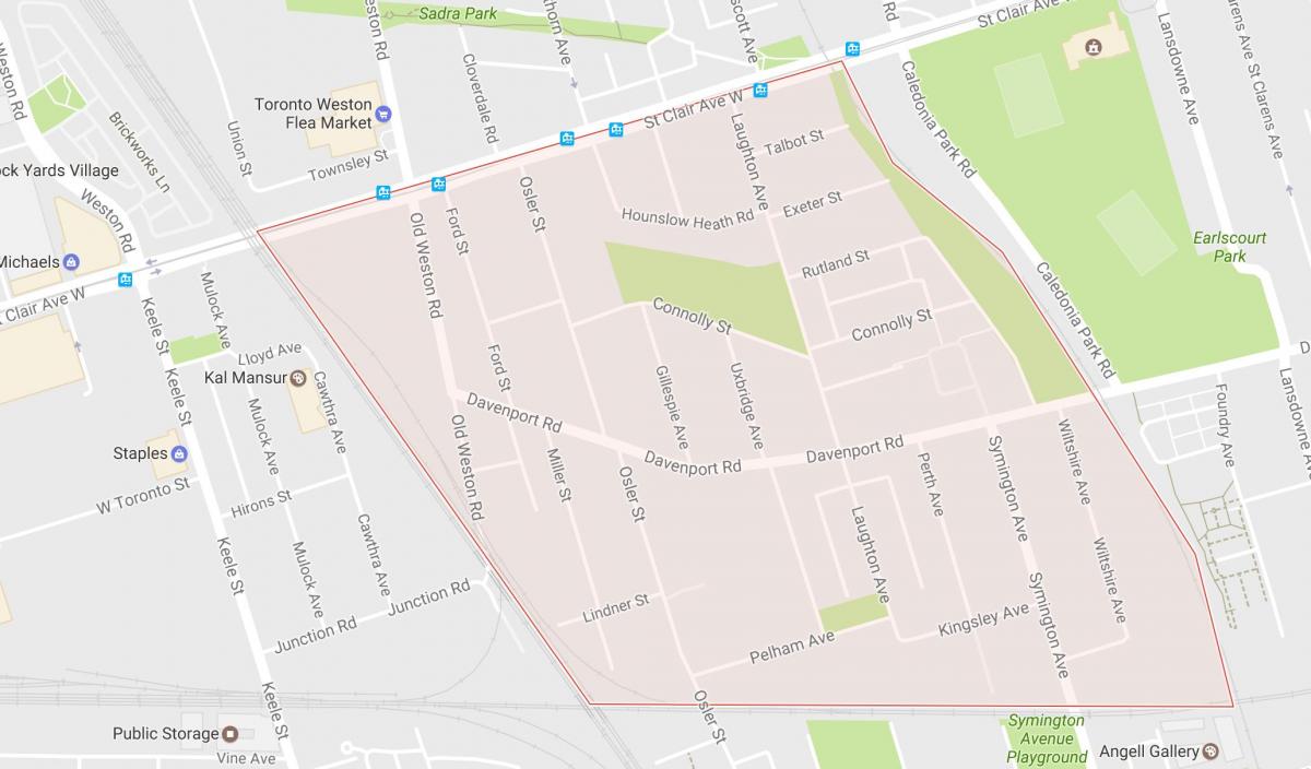 Karte von Carleton Village Nachbarschaft von Toronto