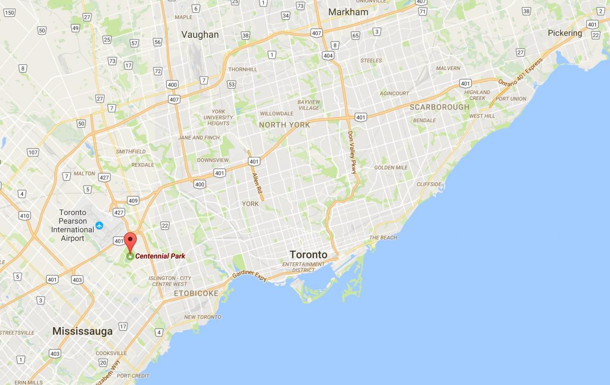 Karte von Centennial Park district Toronto