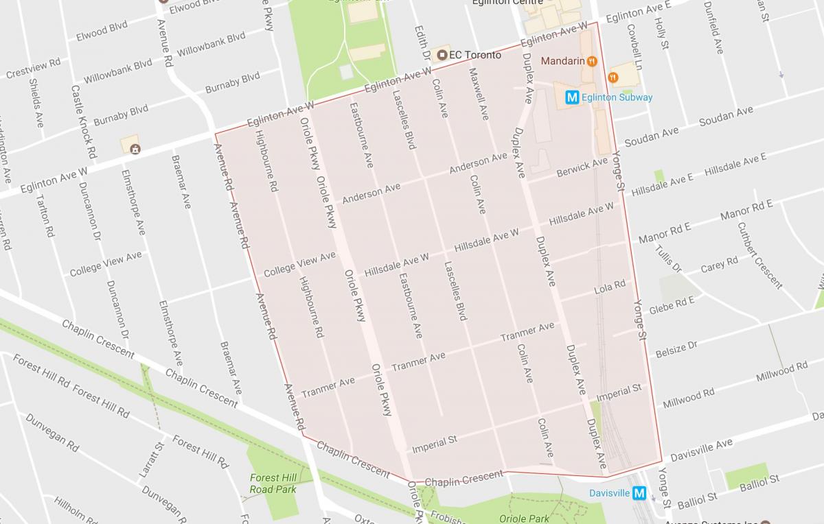 Karte von Chaplin Estates Nachbarschaft Toronto