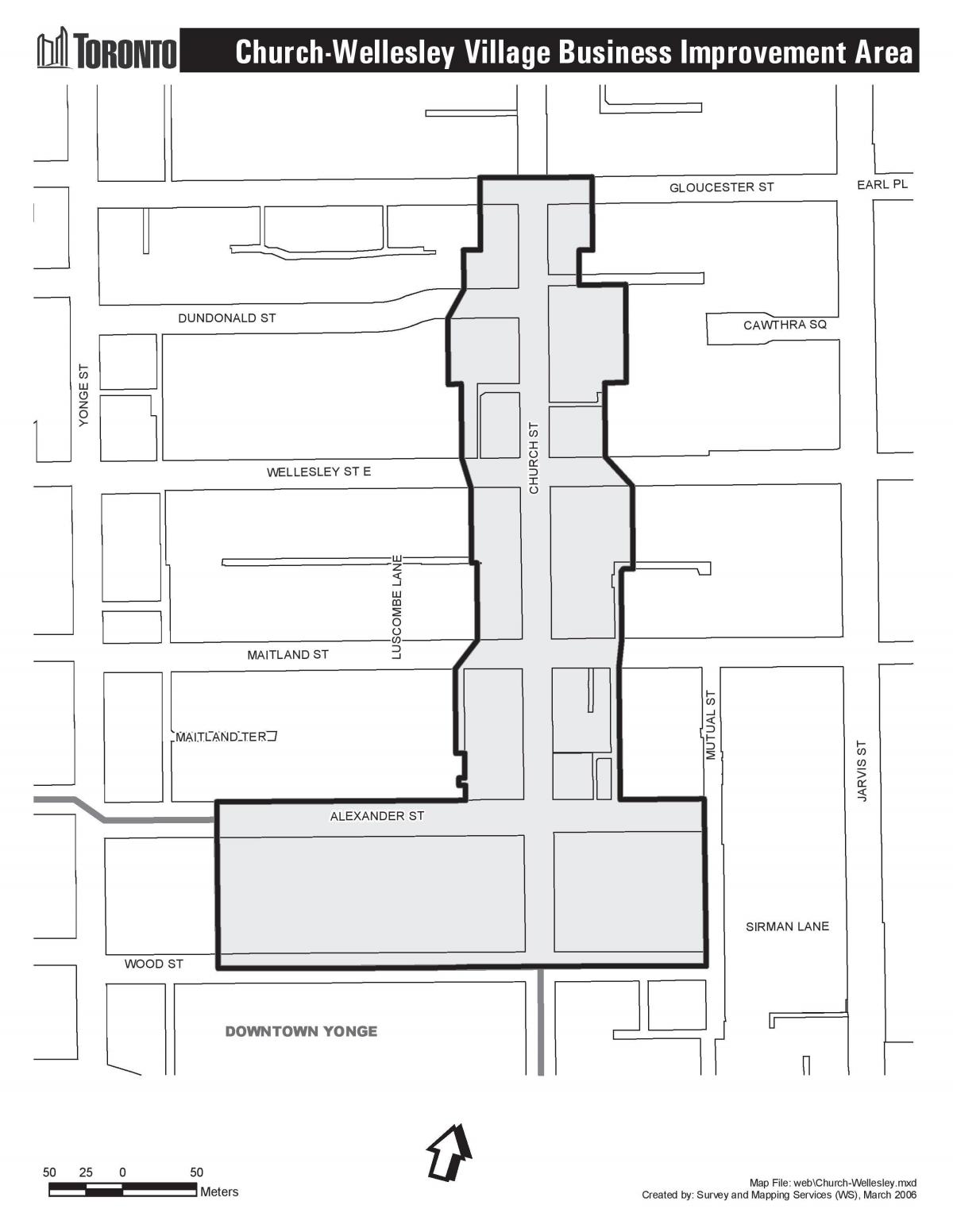 Karte von Church-Wellesley Village business Improvement Area in Toronto