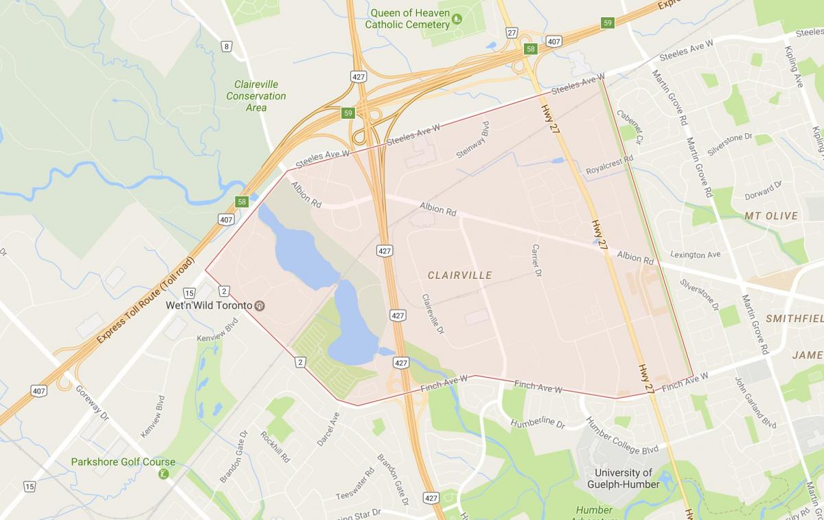 Karte von Clairville Nachbarschaft Toronto