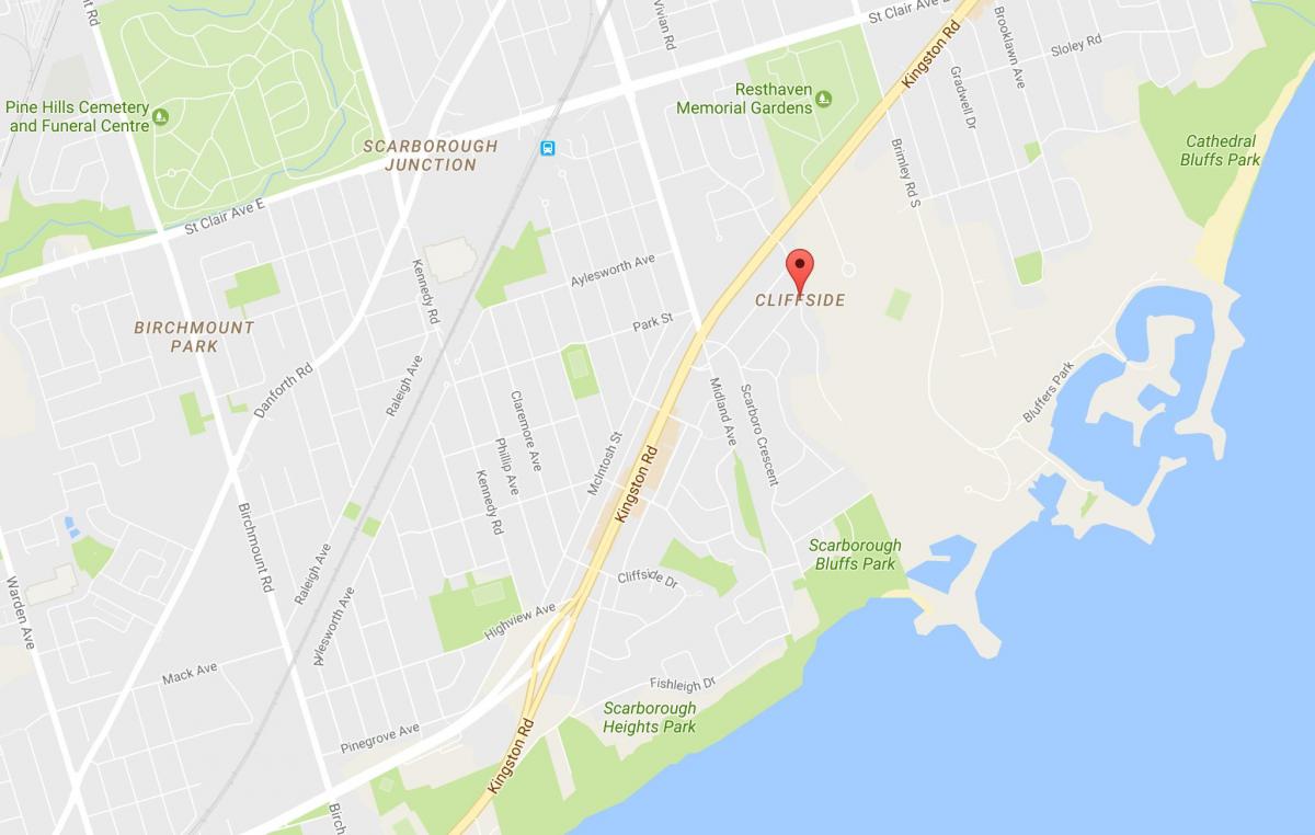 Karte von Cliffside Nachbarschaft Toronto
