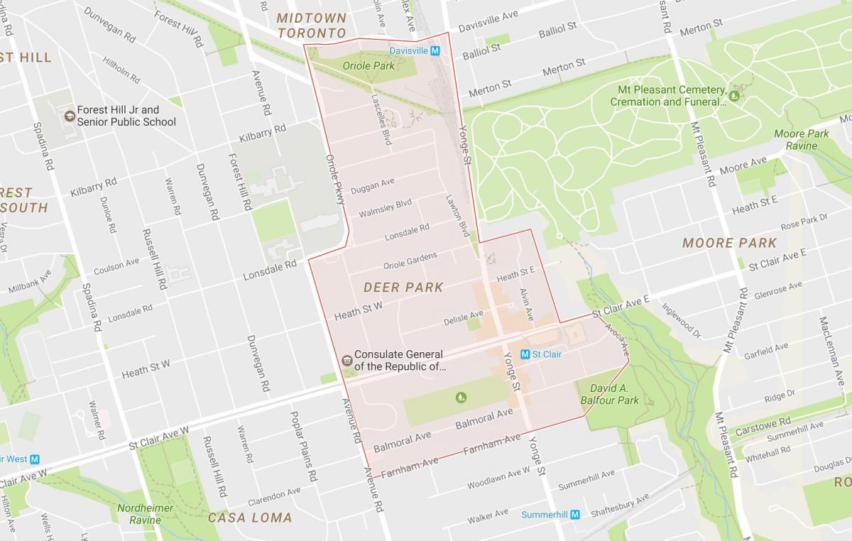 Karte von Deer Park-Viertel von Toronto