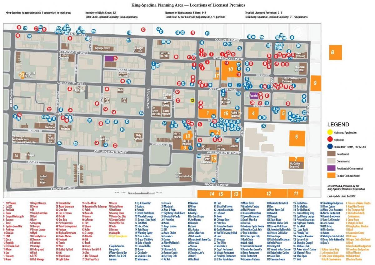 Karte des Entertainment District von Toronto Informationen