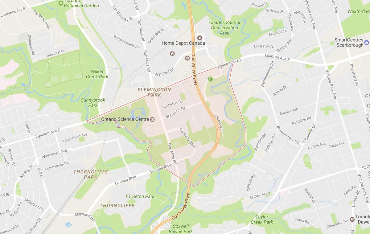Karte von der flemingdon Park-Viertel von Toronto