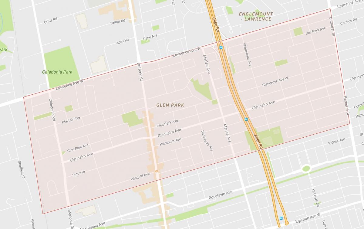 Karte von Glen-Park-Viertel von Toronto