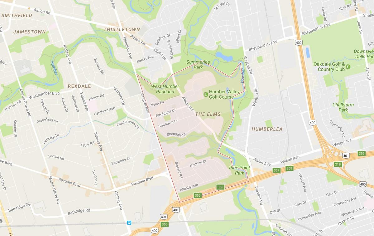 Karte Der Elms Nachbarschaft Toronto