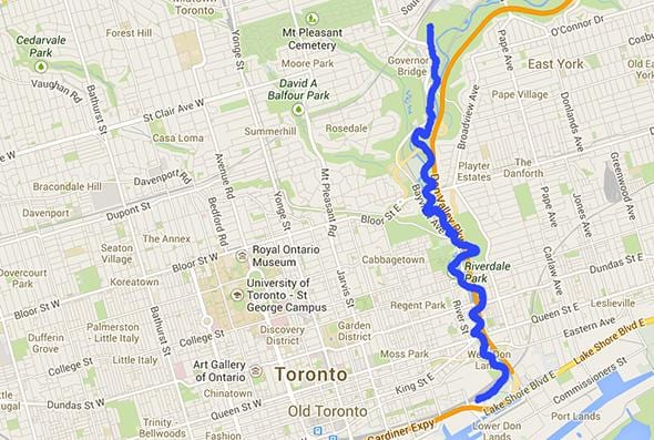 Karte von Don-Fluss Toronto