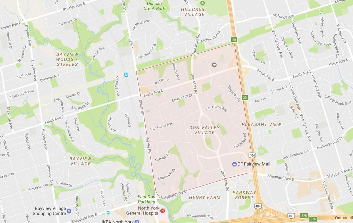 Karte von Don Valley Village Nachbarschaft von Toronto