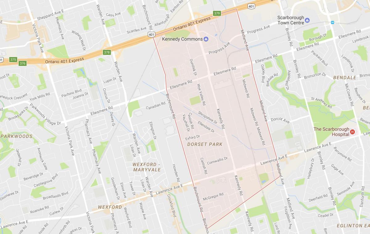 Karte von Dorset Park-Viertel von Toronto