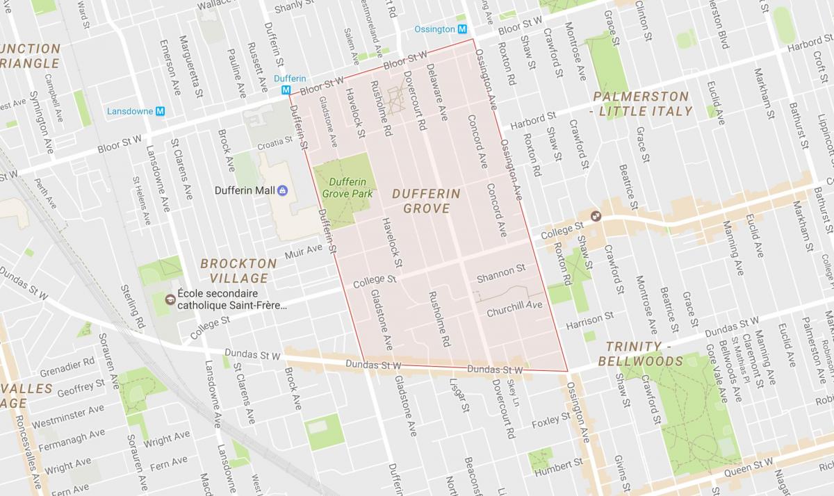 Karte von Dufferin Grove Toronto Nachbarschaft