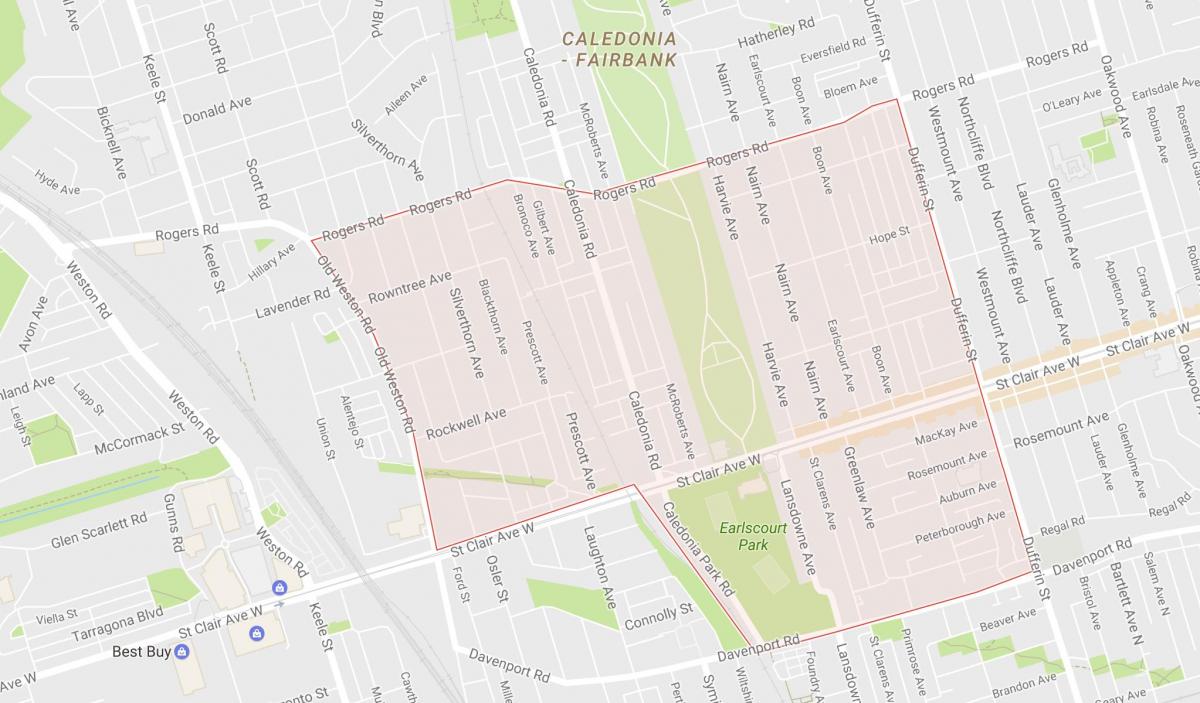Karte von Earlscourt Nachbarschaft Toronto