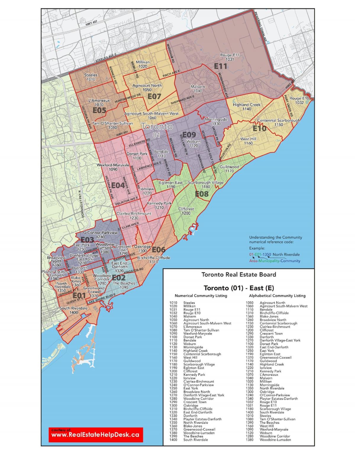 Karte von east Toronto