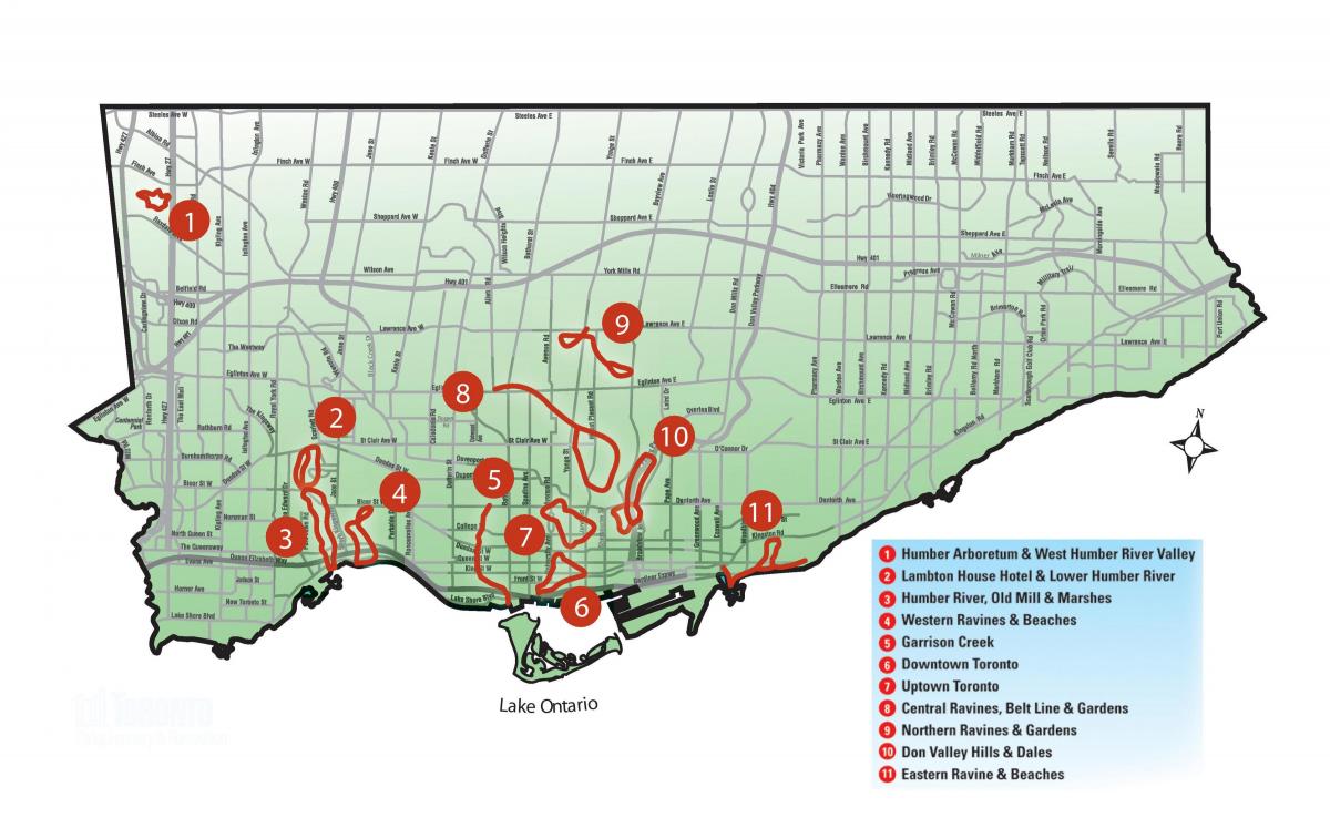 Karte von Entdeckung zu Fuss Toronto