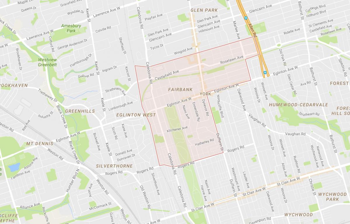 Karte von Fairbank Nachbarschaft Toronto