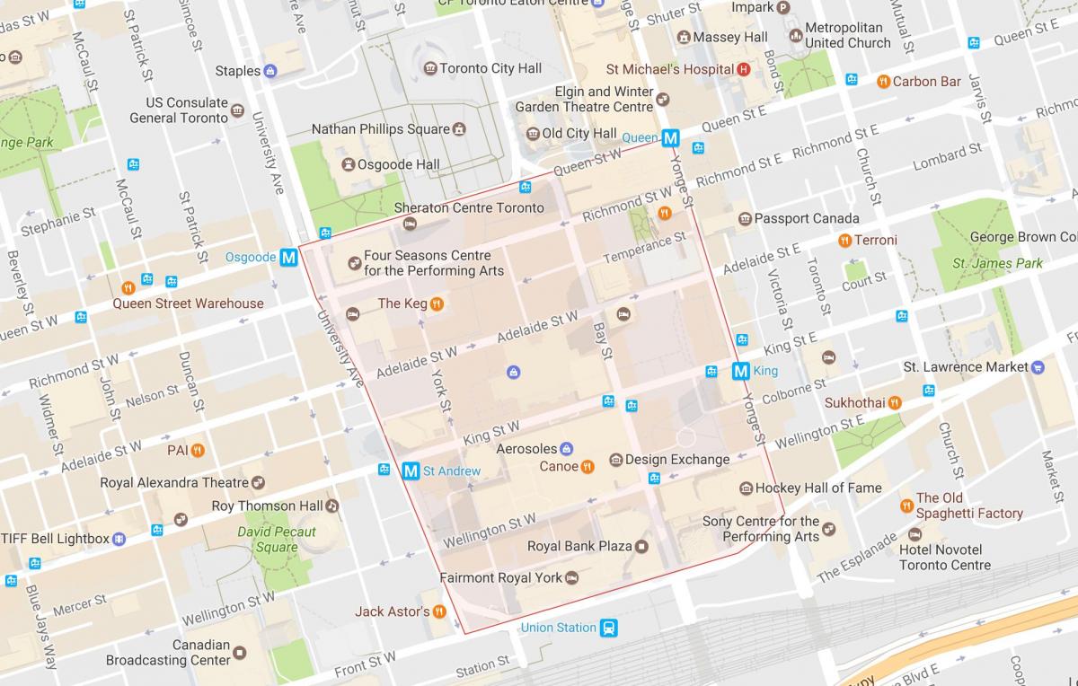 Karte von Financial District von Toronto Nachbarschaft