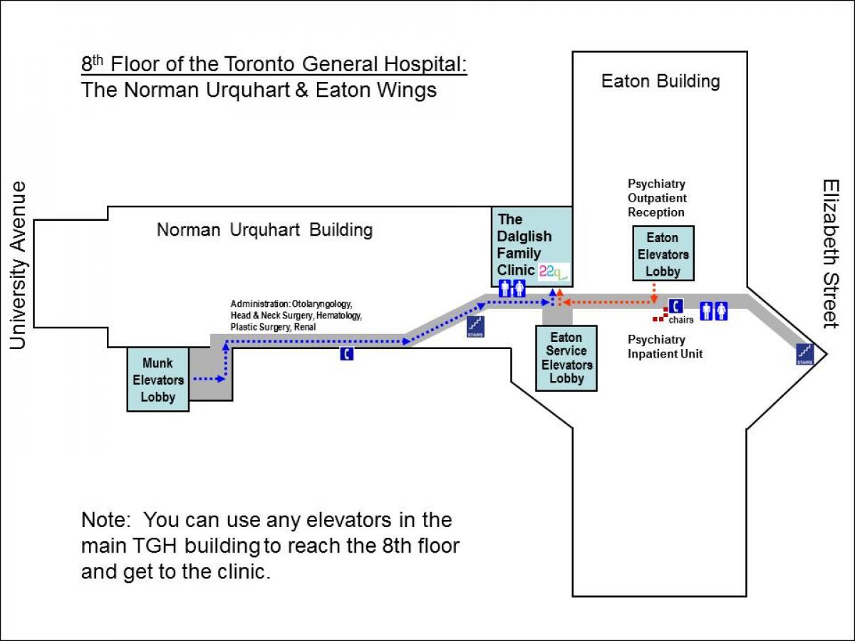 Karte von Allgemeines Krankenhaus 8 th floor Toronto