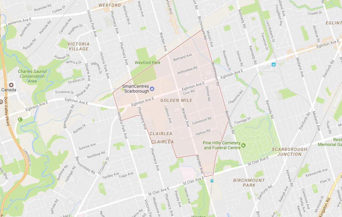 Karte von Golden Mile Nachbarschaft Toronto