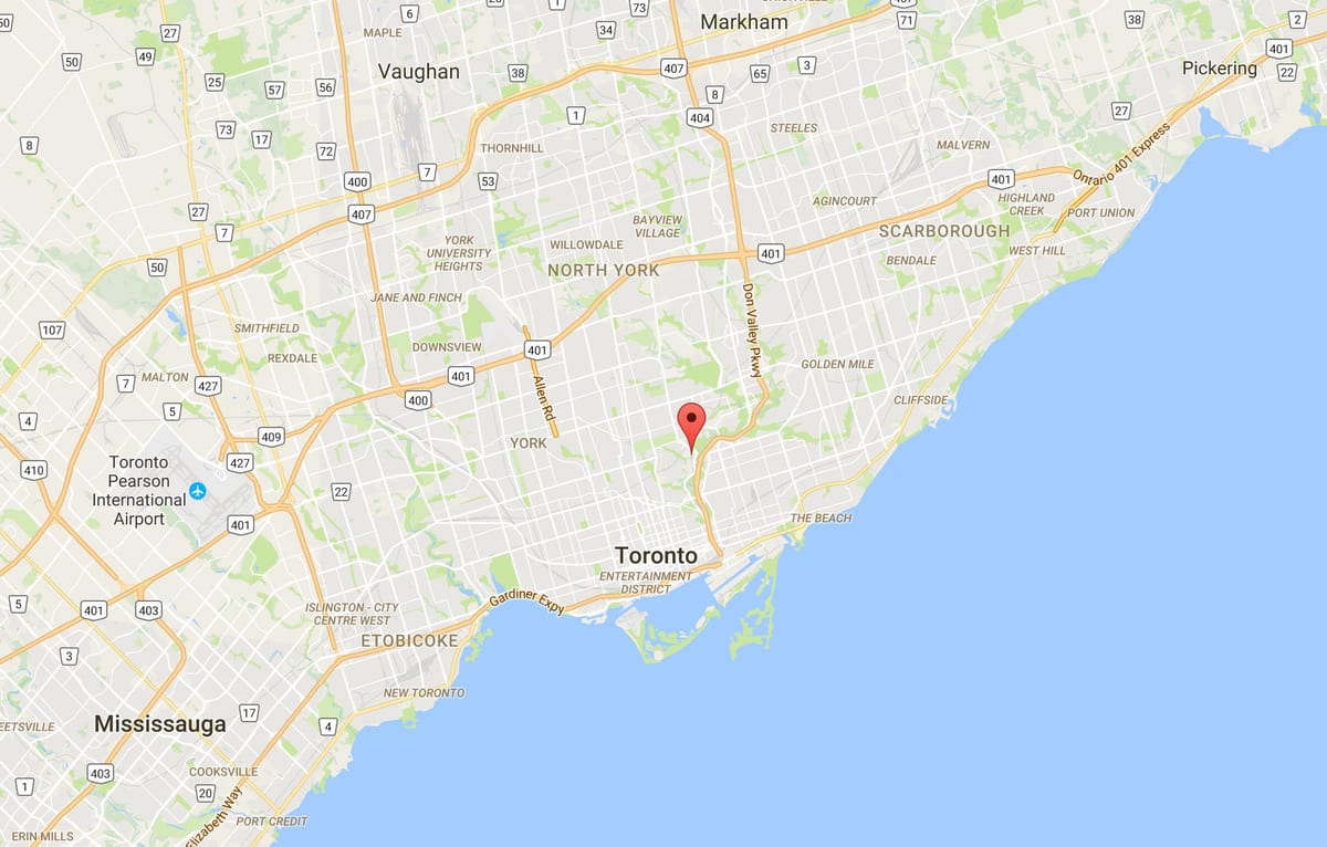 Karte von Governor ' s Bridge district Toronto