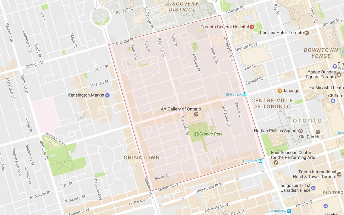 Karte von Grange Park-Viertel von Toronto