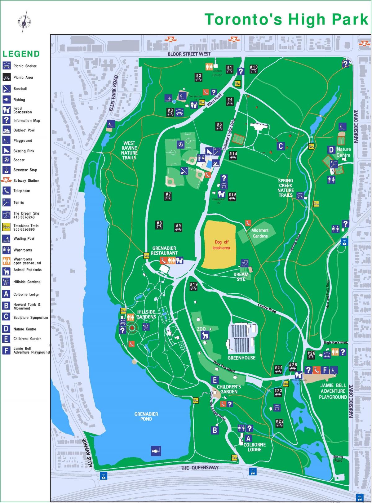 Karte von High park Legende Toronto