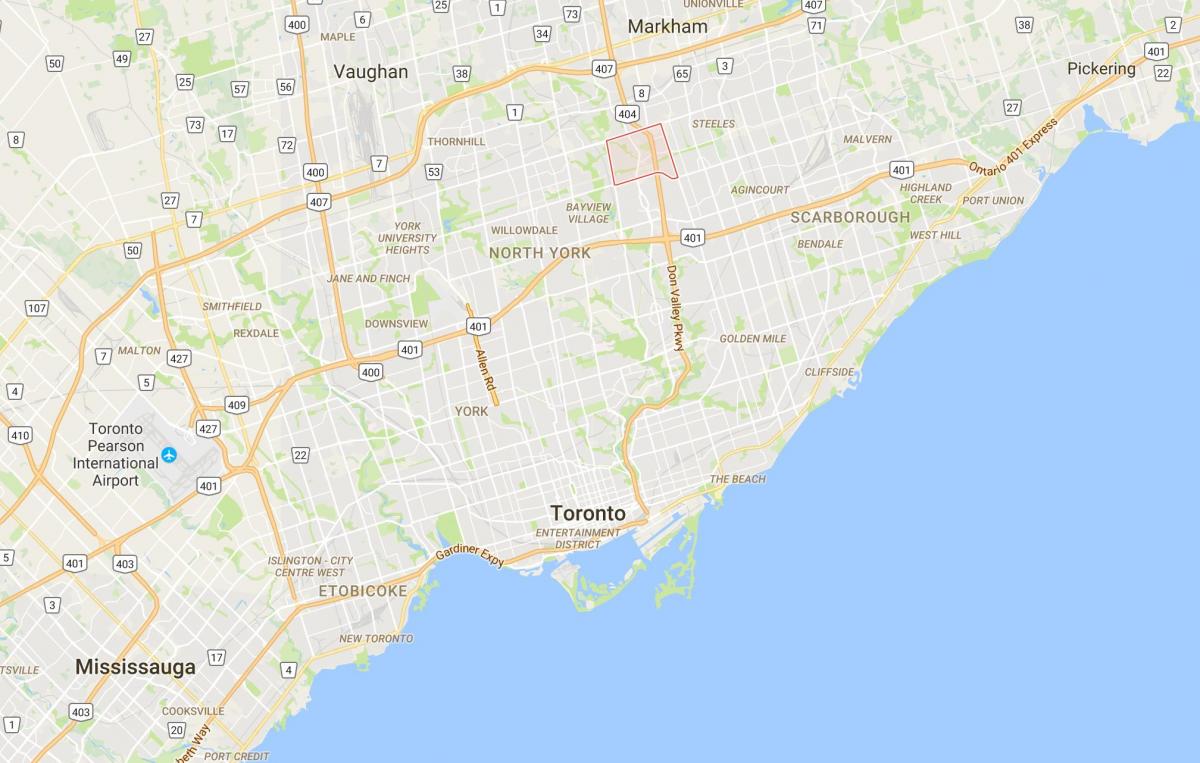 Karte von Hillcrest Village district Toronto