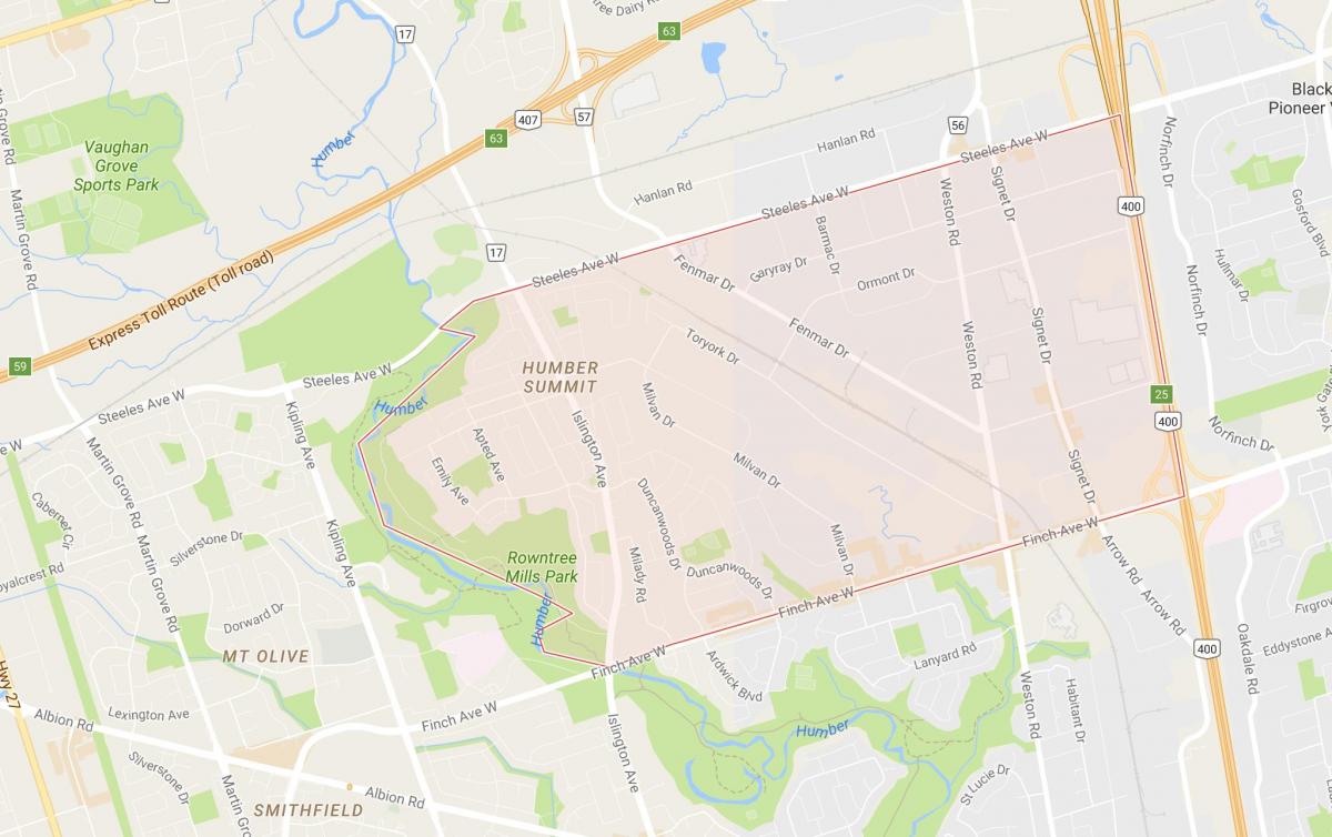 Karte von Humber-Gipfel in Toronto Nachbarschaft