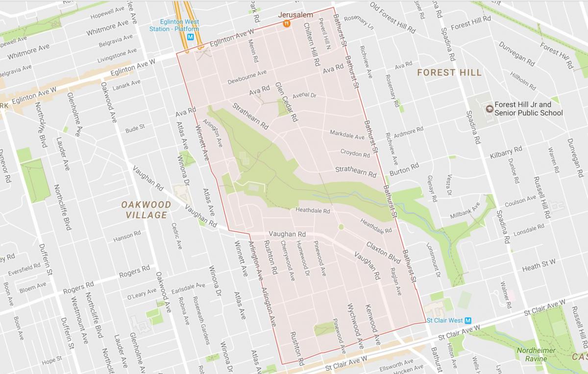 Karte von Humewood–Cedarvale Nachbarschaft Toronto