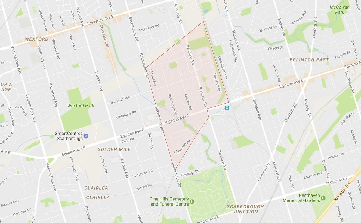 Karte von Ionview Nachbarschaft Toronto