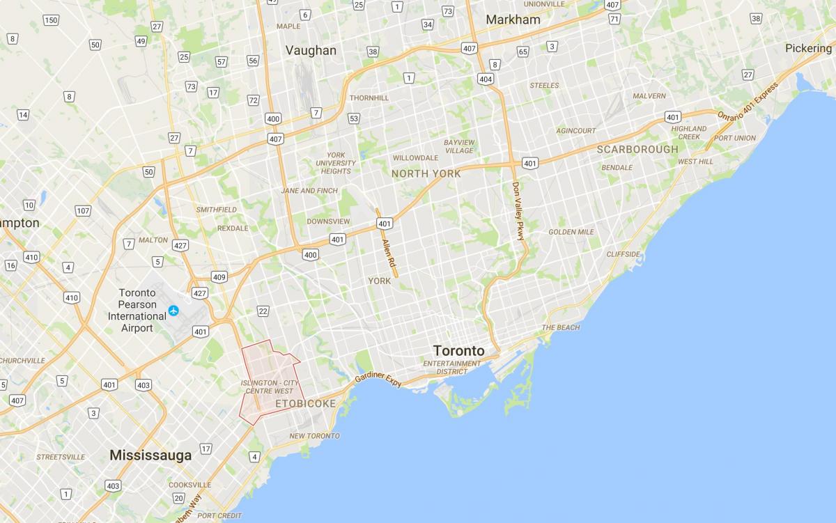 Karte von Islington-in der City-West district Toronto