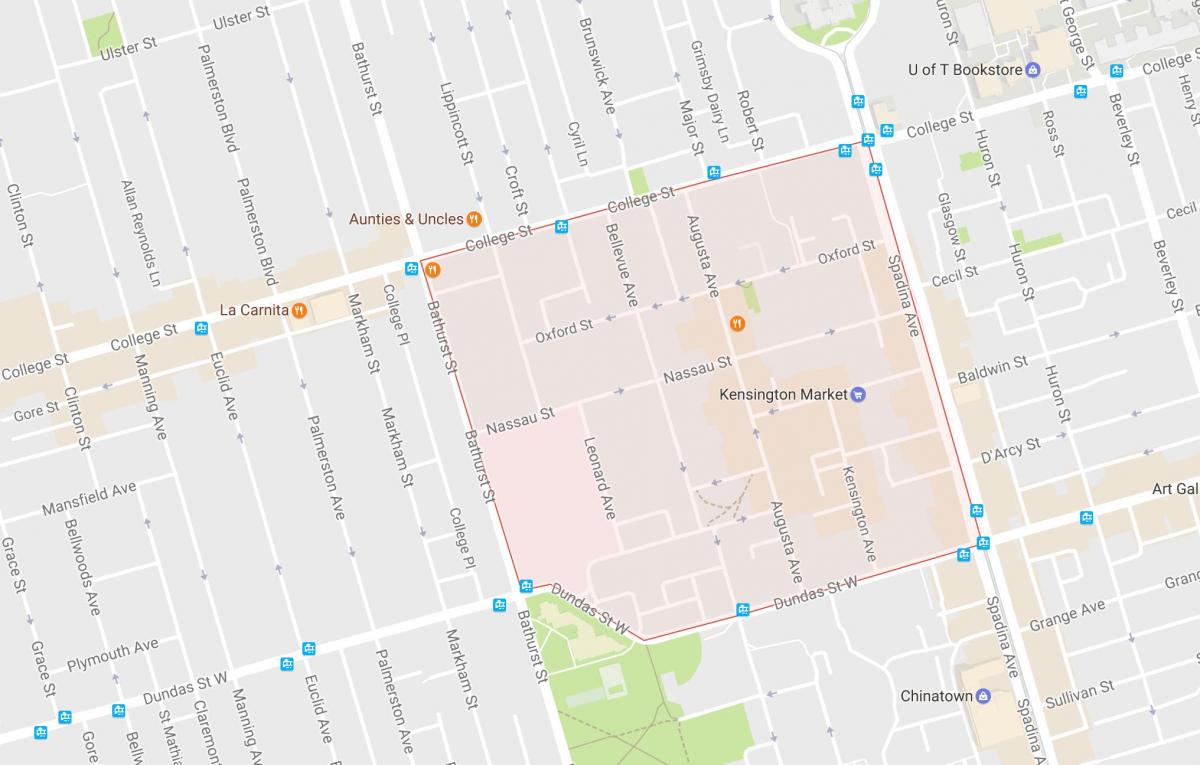Karte von Kensington Market Viertel von Toronto