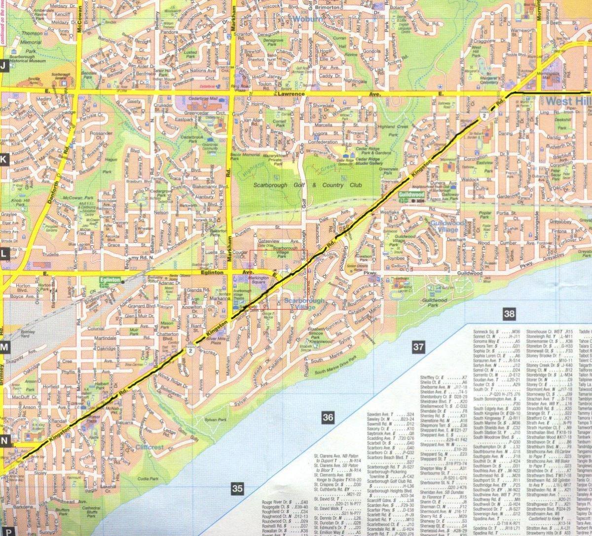 Karte von Kingston road, Toronto
