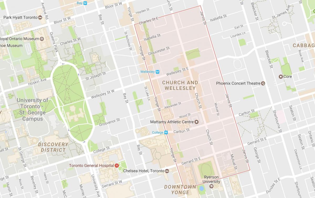 Karte von Church und Wellesley Nachbarschaft Toronto