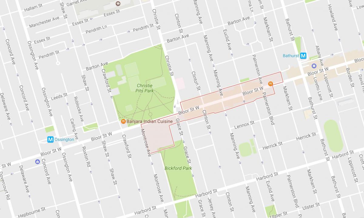 Karte von Koreatown Nachbarschaft Toronto